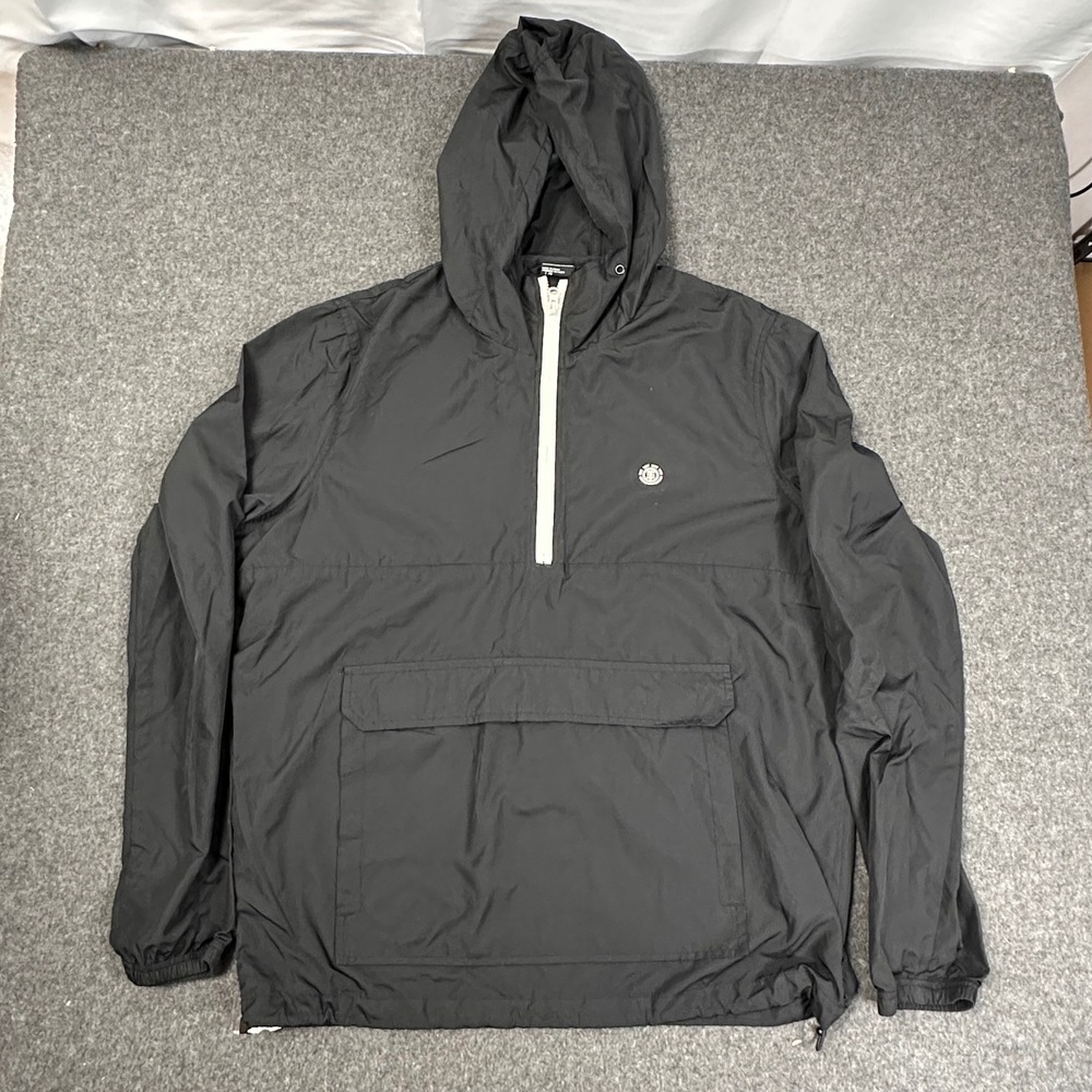 Element Travel Well Mens Large Black Half Zip Windbreaker Anorak Jacket L